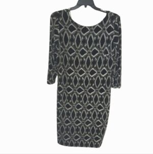 Ignite Evening Dress Size 20W Gray and Black Sparkly Geometric Pattern